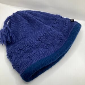 Vintage Turtle Fur OS Blue Wool Textured Fleece Lined Tassel Beanie Ski Gorpcore